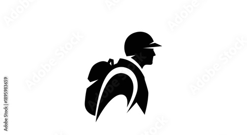 Hiker silhouette with backpack