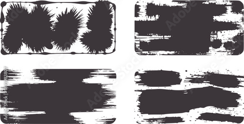 Four Black Grunge Rectangular Textures With Rough Edges