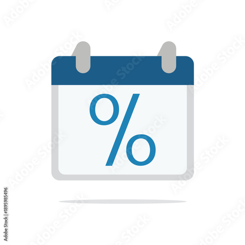 Minimalist Discount Calendar Icon - Modern Flat Vector Illustration of a Calendar with Percentage Symbol for Sales, Promotions, and Tax Deadlines