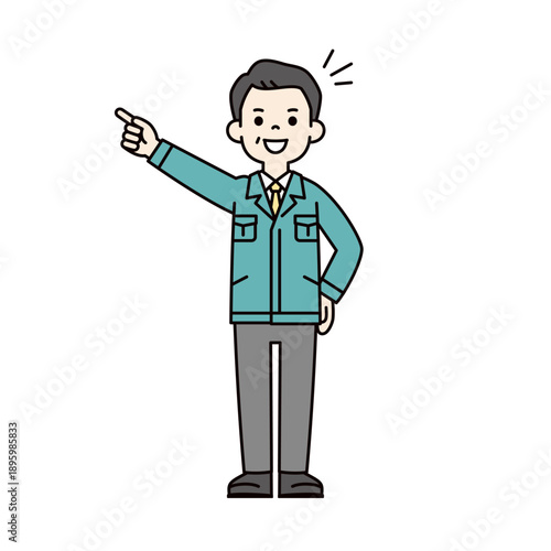 目標に向かって挑戦する、作業服を着たシニア世代のビジネスマンの全身ベクターイラスト素材