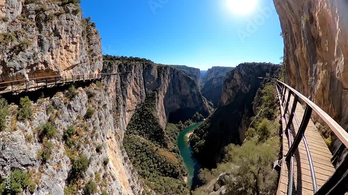 Scenic Gorge View from Caminito del Rey Pathway in El Chorro Andalusia Spain