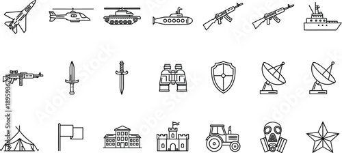 Military and warfare icons set