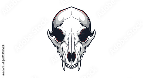 Black and White Animal Skull Illustration.
