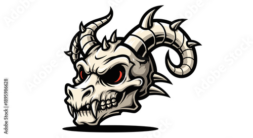 Demonic Skull with Horns and Spikes.