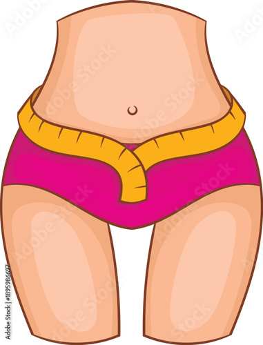 Waist measurement girls icon, cartoon style