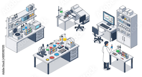 Laboratory Equipment and Scientist at Work.