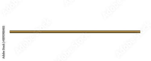 Beauty long brass pipe, horizontal. On isolated transparent background.