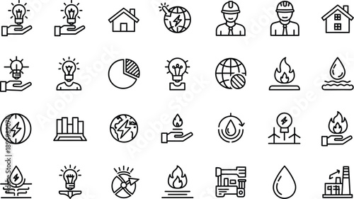 Collection of 20th century style icons and symbols