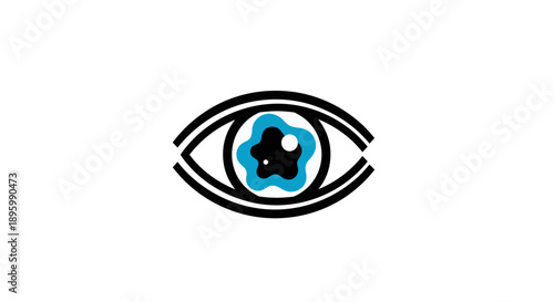 Stylized Eye with Blue Iris Graphic.