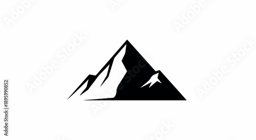 Simple black silhouette of a mountain range against a plain white background.