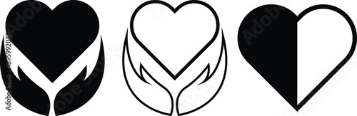 Three heart shaped leaves with unique vein patterns