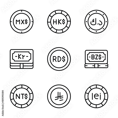 Have a look at this amazing currency icons pack in modern line style