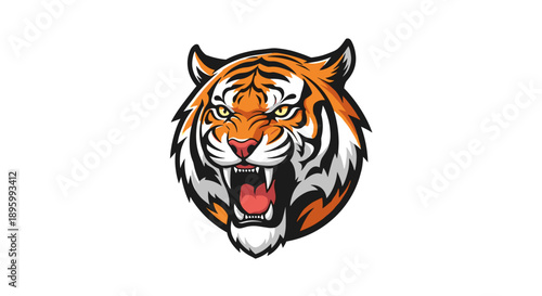 Cartoon Tiger Head with Open Mouth.