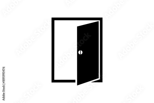 Open Door Icon Security Risk Vector on White Background.