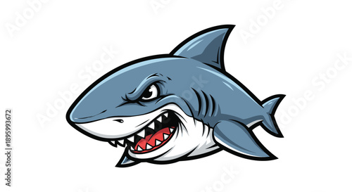 Cartoon Shark with Open Mouth and Teeth 1.