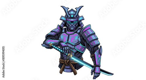 Futuristic Samurai Warrior with Purple Armor.