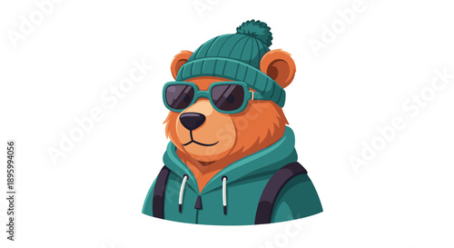 Cool Cartoon Bear Wearing Sunglasses.
