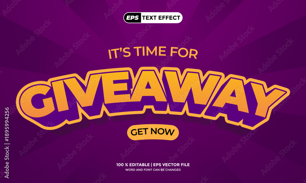 Fototapeta premium 3D Text Effect Giveaway Design Template