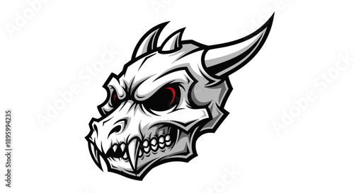 Illustration of a Dragon Head Skull.