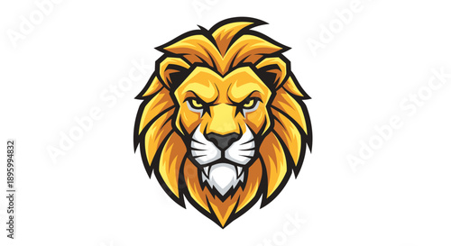Lion Head Illustration with Fierce Expression.
