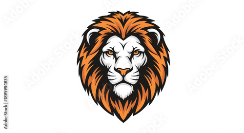 Lion Head Illustration with Orange Mane.