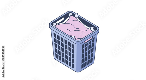 Laundry Basket with Pink Clothes Inside.