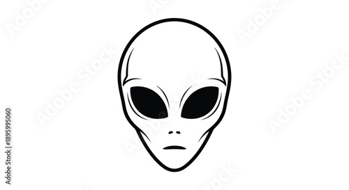 alien, face, head, extraterrestrial, ufo, space, sci, fi, silhouette, icon, vector, illustration, black, white, mystery, creature, futuristic, symbol, outline, design