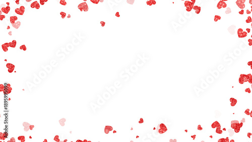 valentines day red hearts frame shiny glitter isolated on transparent background,png love and passion 14 February and anniversary social media overlay design element