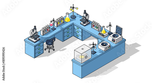 Modern Laboratory Equipment and Workstations.