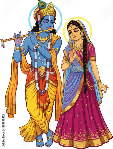 фотографія Eternal Love of Radha Krishna – Epic Spiritual Vector Art