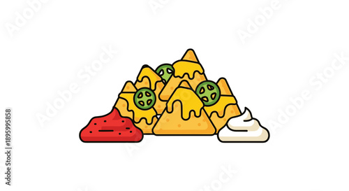 Nachos with Salsa and Sour Cream.