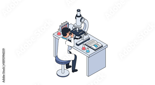 Scientist Examining Specimen Under Microscope.