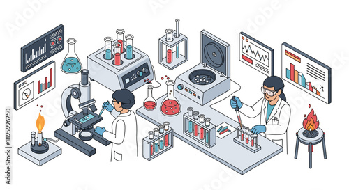 Scientists Conducting Laboratory Research Experiments.