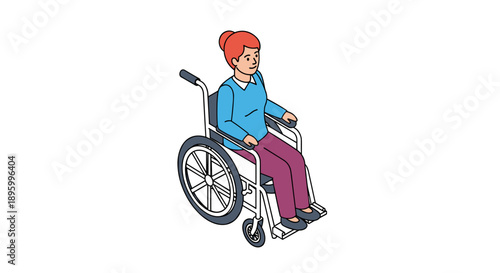 Woman Sitting in a Wheelchair Illustration.
