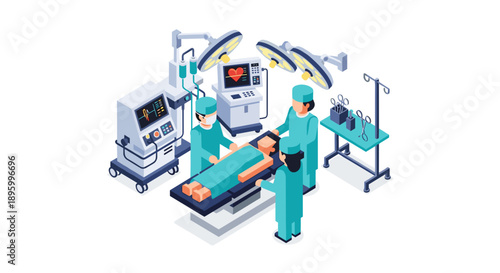 Surgeons Performing Operation in Hospital Theatre.