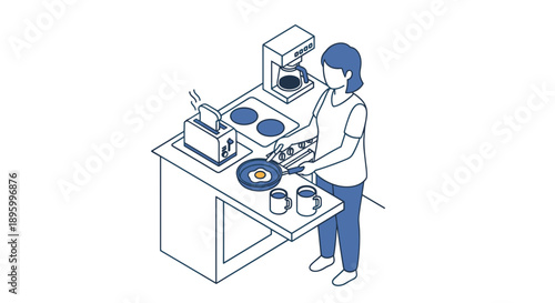 Woman Preparing Food in Modern Kitchen.