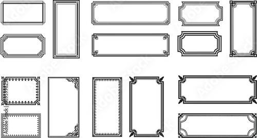 Elegant vintage ornamental frames collection black background decorative borders classic labels invitations certificates design elements set templates luxury retro vector