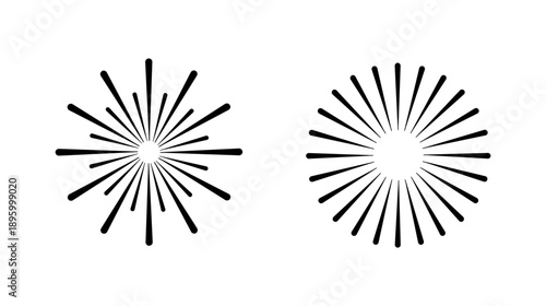 Minimal Fireworks Icon Set in Black, Simple Burst Symbols for Celebration and Event Design