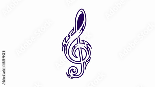 Tribal treble clef graphic illustration