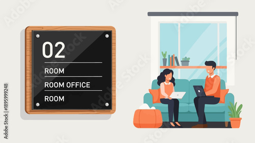 Two colleagues working on laptops while seated on a couch