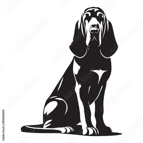 Bloodhound Dog Vector Silhouette Artwork Featuring Legendary Scent Tracking Hound, Loyal Companion, Powerful Nose, Wrinkled Face, Droopy Ears, Noble Breed, Detective Spirit, Classic Canine.
