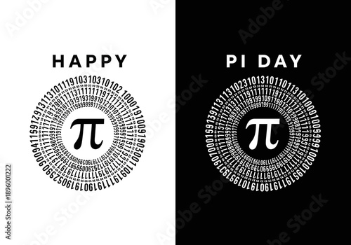 Happy pi day binary code illustration