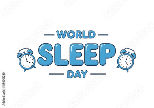 World sleep day with alarm clocks illustration