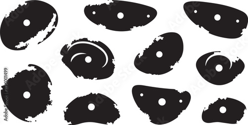 Black and white abstract shapes with brush strokes pattern