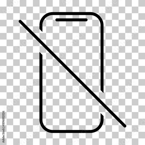 Mobile forbidden icon, no use phone sign, ban smartphone label vector illustration .