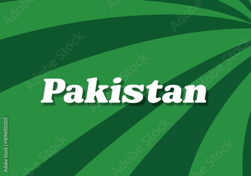 Word pakistan on green background with radial lines