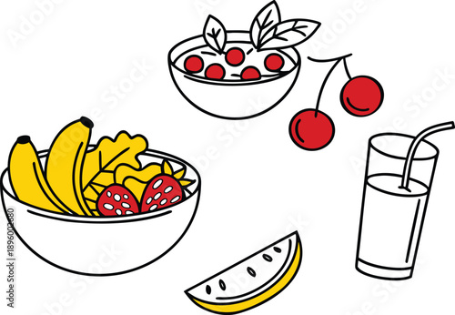 Minimal Flat Vector Illustration of Healthy Food and Nutrition Concept