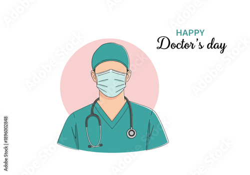 Happy doctors day illustration of a medical professional