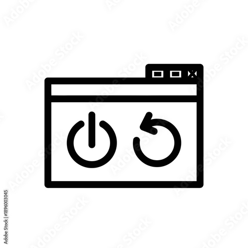 line icon of system power menu interface, shutdown and restart options