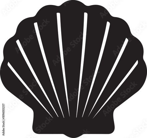 Scallop Silhouette on White Background